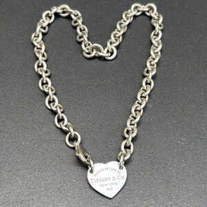 Authentic Tiffany & Co Return to Tiffany 925 16” Chunky Heart Tag Chain Necklace